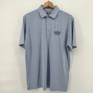 FootJoy Athletic Fit Polo Mens M Blue Black Stripe Golf Performance Shirt